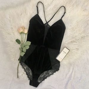 Black Velvet & Lace Bodysuit